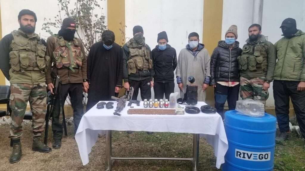 Read more about the article <p class='singletitle' >Jammu&Kashmir: Security forces bust Hizbul Mujahideen module, arrest 5 Islamic terrorists </p> <h4 class='subpost_title'> “On a specific input, Police along with Army (17JAK Rifles) launched a joint search operation in the forest area of Dardsun village, Kralpora. During the search operation, three terrorist associates of proscribed terror outfit Hizbul Mujahideen were arrested,” the J&K police said in a statement.</h4>