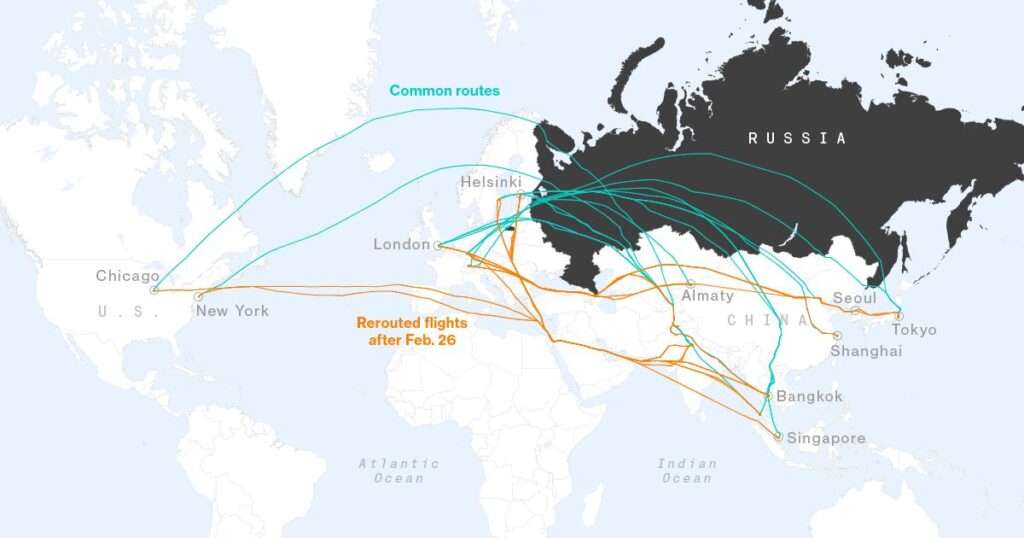 Read more about the article <p class='singletitle' >EU urges Russia refrain from imposing fees on airlines for flying over Siberia </p> <h4 class='subpost_title'> Many European countries have now closed airspace to Russian airlines.</h4>