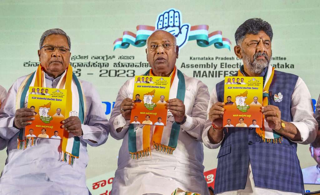 Read more about the article Congress cites Bajrang Dal, PFI in Karnataka manifesto; says will take action against hatred