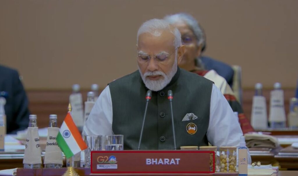 Read more about the article PM Modi addresses G20 meeting with country name written as ‘Bharat’